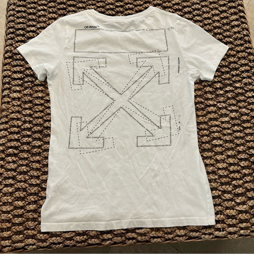 Off-White c/o Virgil Abloh Women's Rhinestone Arrow Logo T-Shirt White (T3)